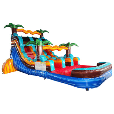 15ft Tropic Shock Dual Lane Center Climb Inflatable Water Slide - BounceWave Inflatable Sales