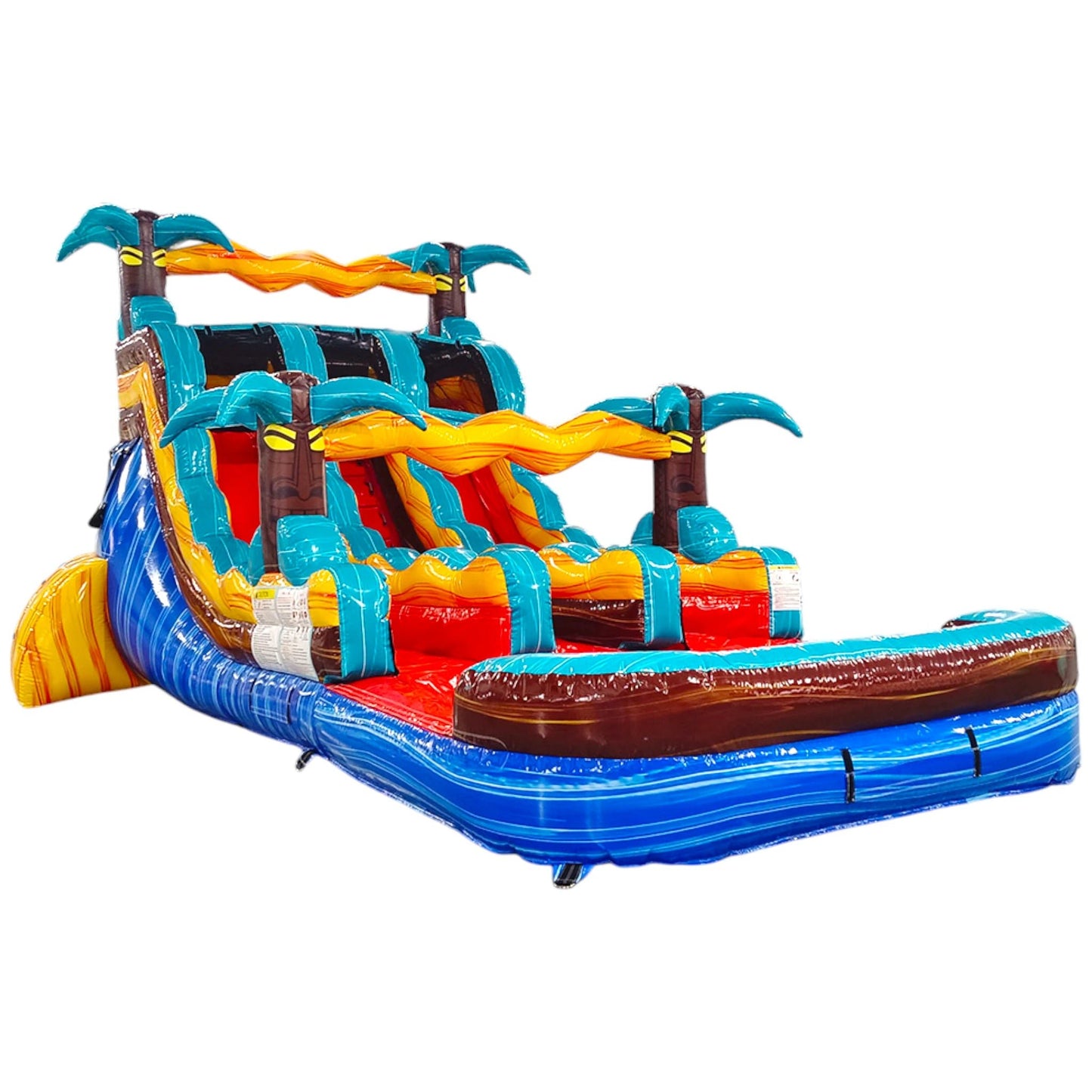 15ft Tropic Shock Dual Lane Center Climb Inflatable Water Slide - BounceWave Inflatable Sales