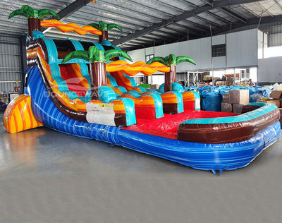 15ft Tropic Shock Dual Lane Center Climb Inflatable Water Slide - BounceWave Inflatable Sales