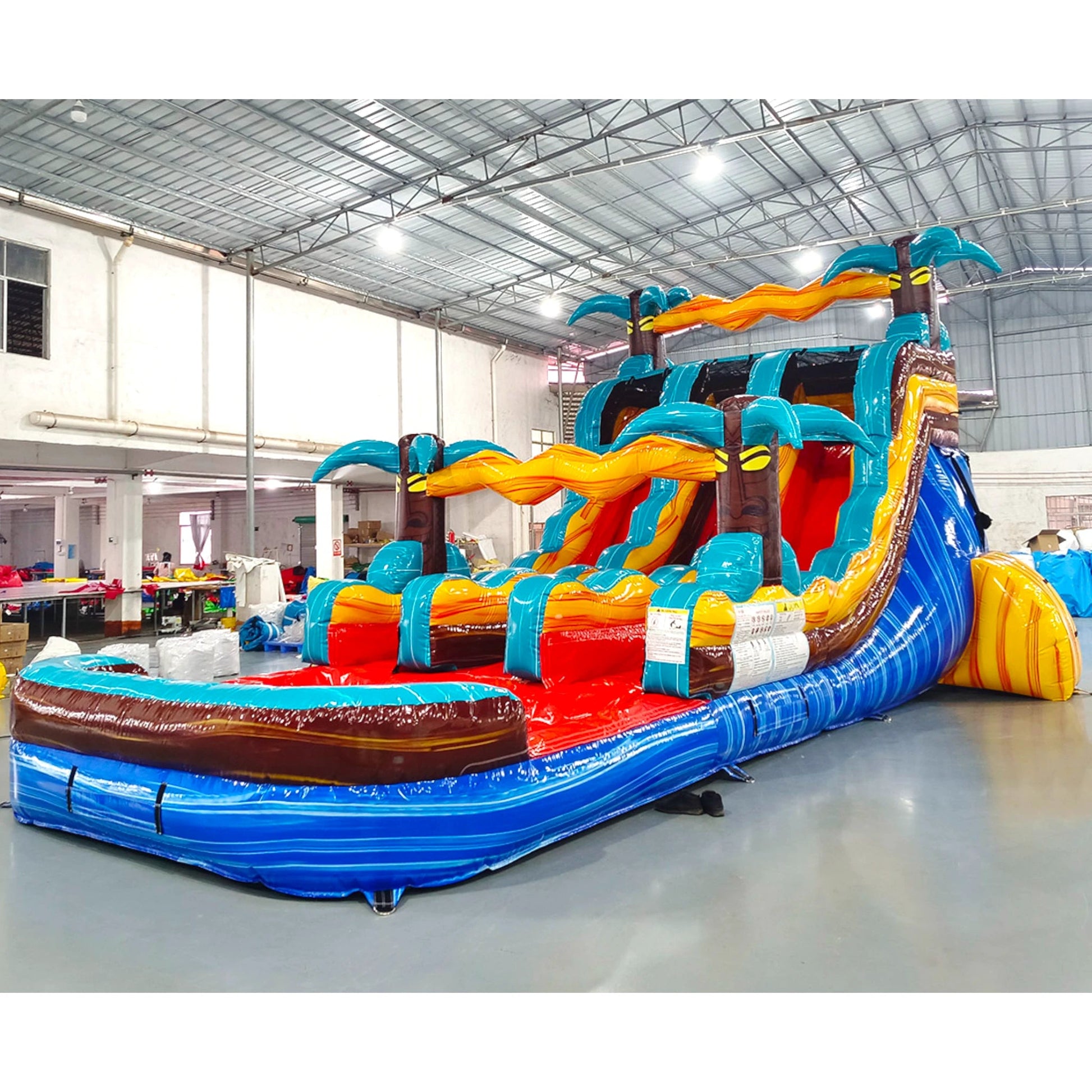 15ft Tropic Shock Dual Lane Center Climb Inflatable Water Slide - BounceWave Inflatable Sales