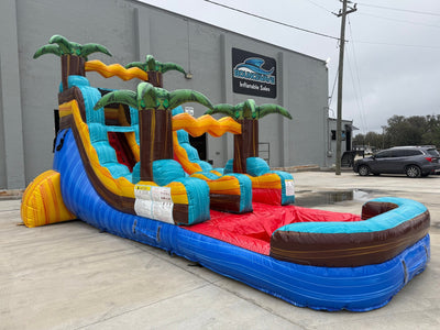 15ft Tropic Shock Single Lane Inflatable Water Slide - Marble Palms - BounceWave Inflatable Sales