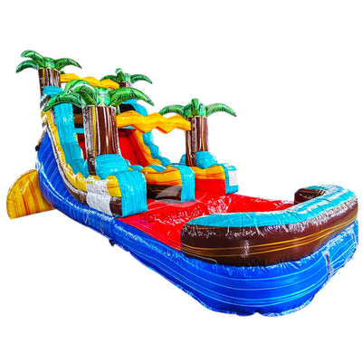 15ft Tropic Shock Single Lane Inflatable Water Slide - Marble Palms - BounceWave Inflatable Sales