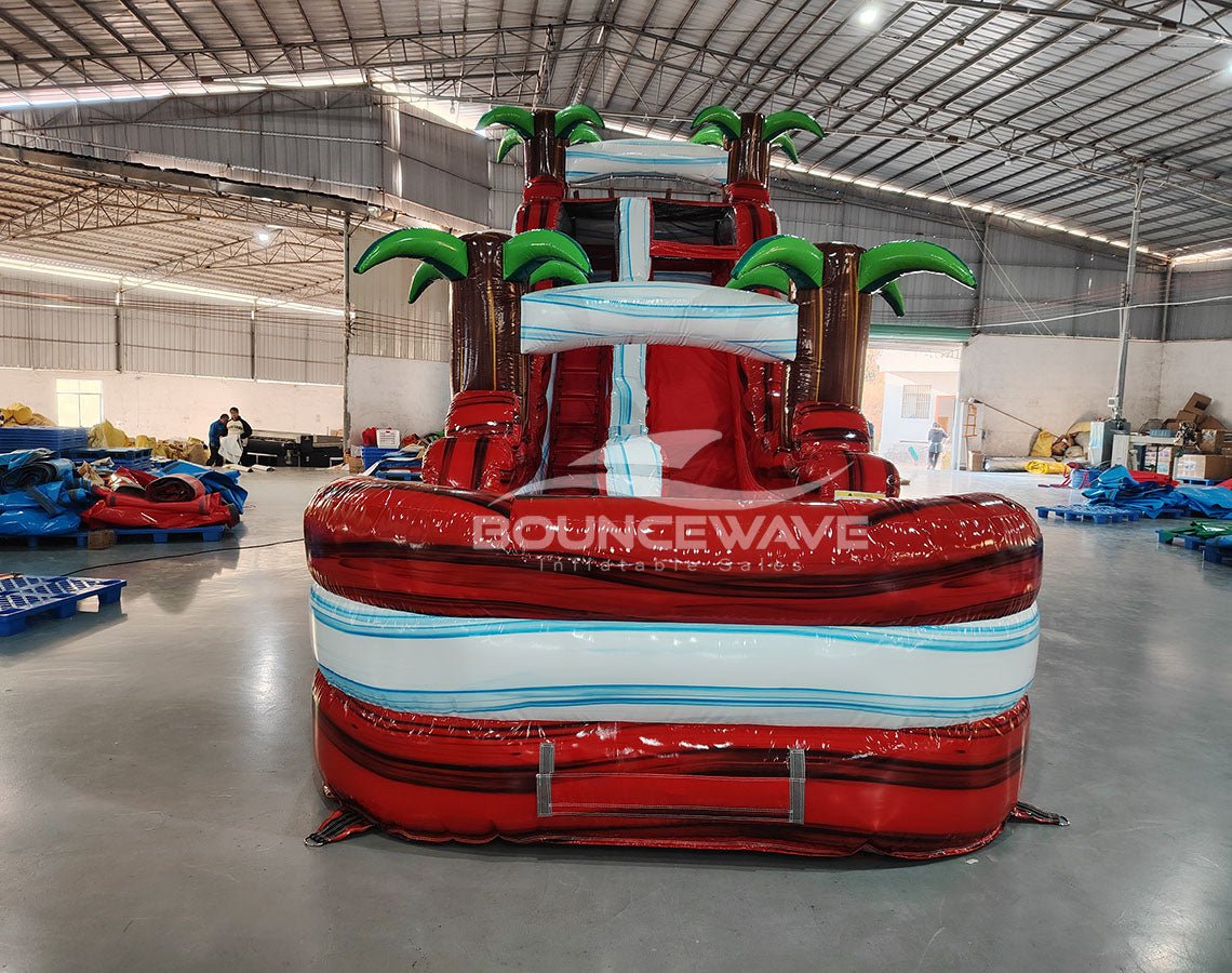 17ft Crimson Bay Slim Single Lane Inflatable Water Slide - BounceWave Inflatable Sales