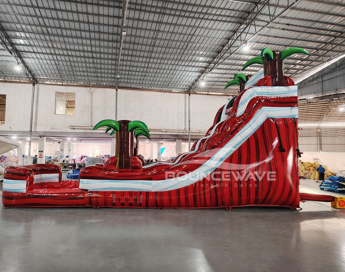 17ft Crimson Bay Slim Single Lane Inflatable Water Slide - BounceWave Inflatable Sales