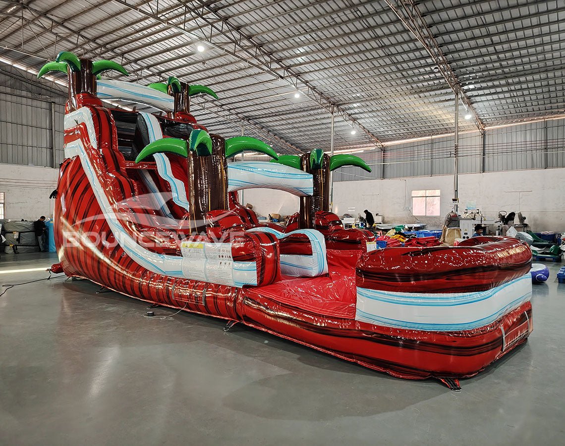 17ft Crimson Bay Slim Single Lane Inflatable Water Slide - BounceWave Inflatable Sales