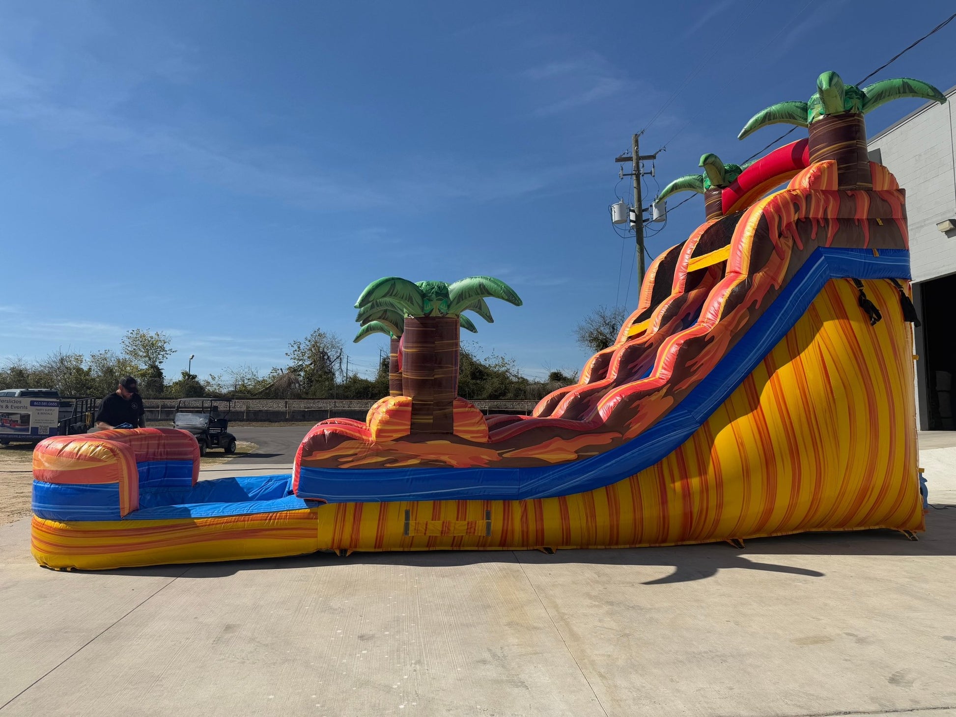 17ft Fiesta Fire Slim Single Lane Inflatable Water Slide - BounceWave Inflatable Sales