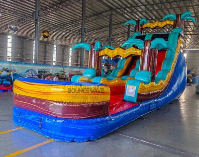 17ft Tropic Shock Slim Single Lane Inflatable Water Slide - BounceWave Inflatable Sales