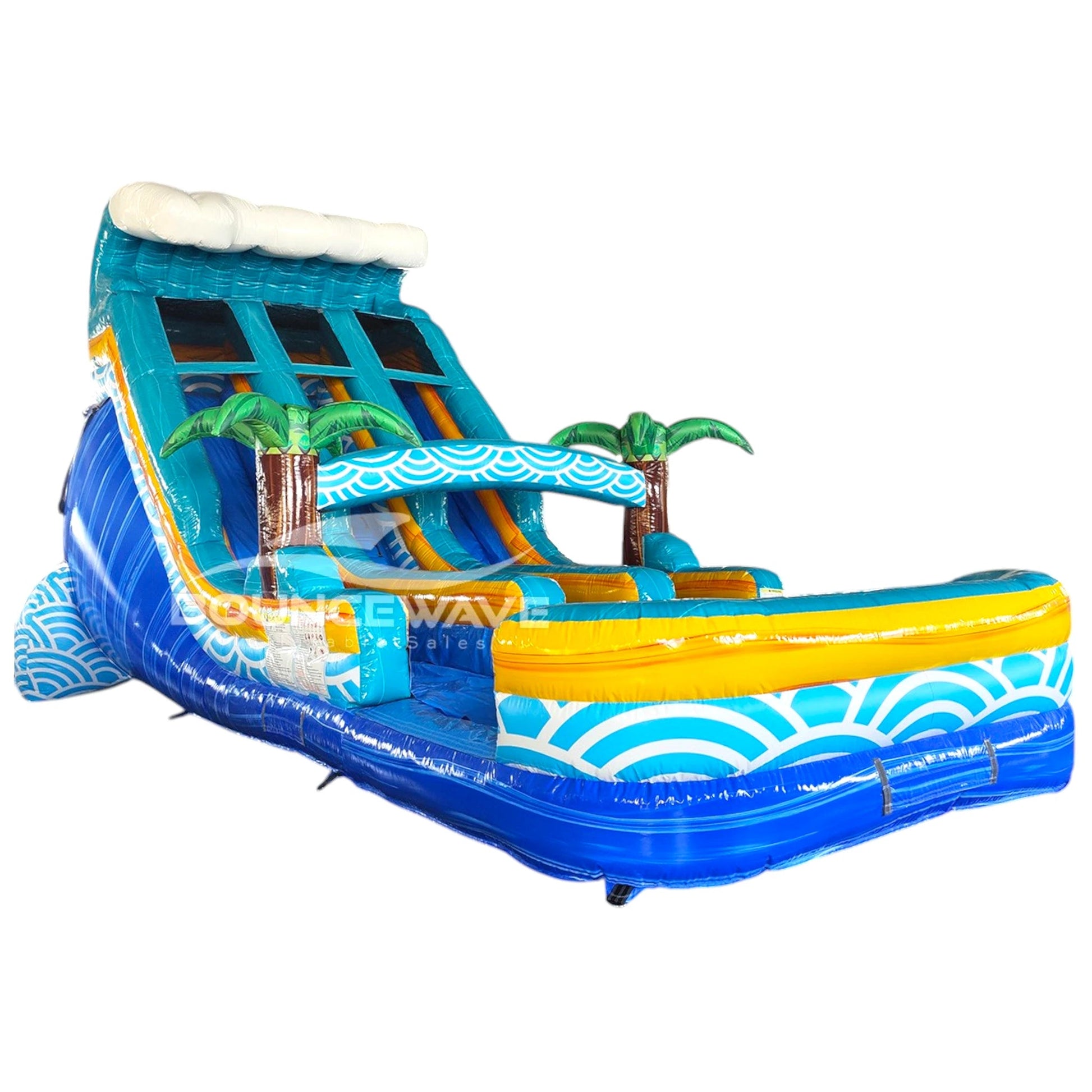 18ft Akua Falls Dual Lane Center Climb Inflatable Water Slide - BounceWave Inflatable Sales