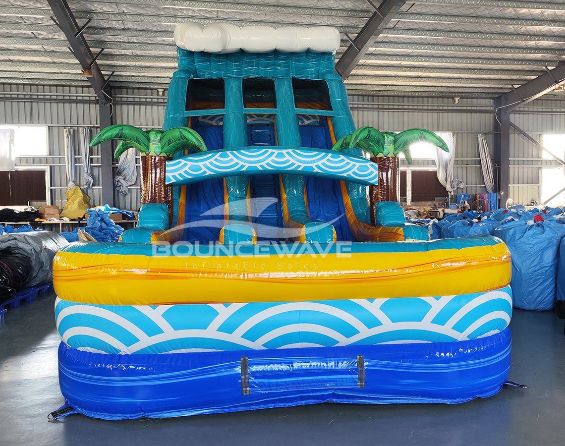 18ft Akua Falls Dual Lane Center Climb Inflatable Water Slide - BounceWave Inflatable Sales