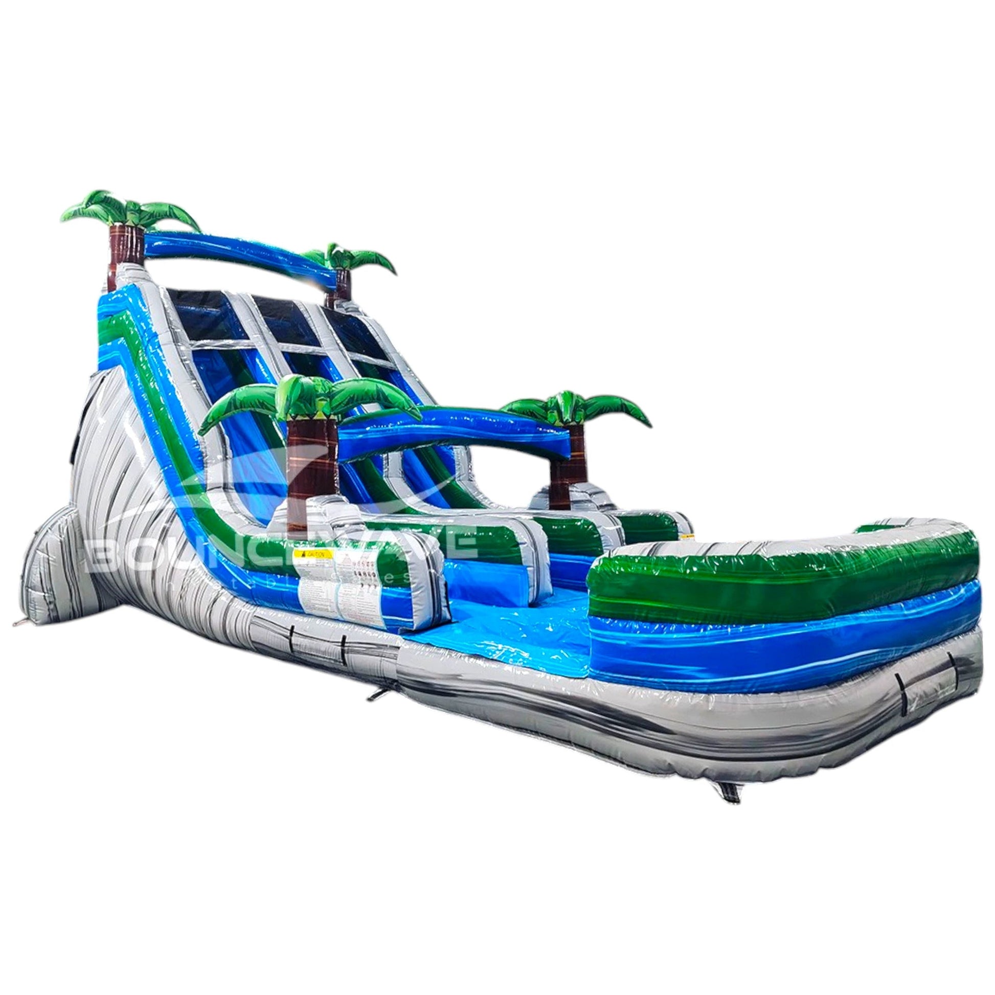 18ft Aloha Splash Dual Lane Center Climb Inflatable Water Slide - BounceWave Inflatable Sales