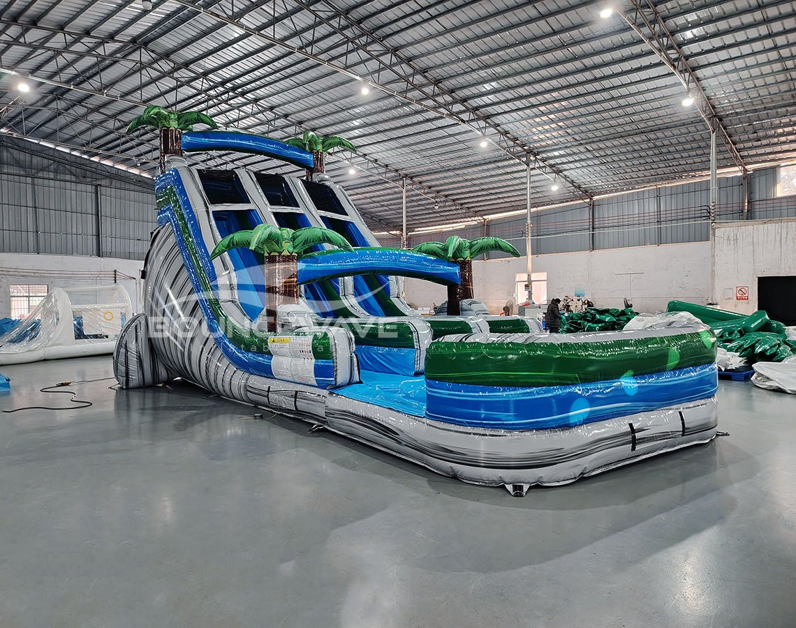 18ft Aloha Splash Dual Lane Center Climb Inflatable Water Slide - BounceWave Inflatable Sales