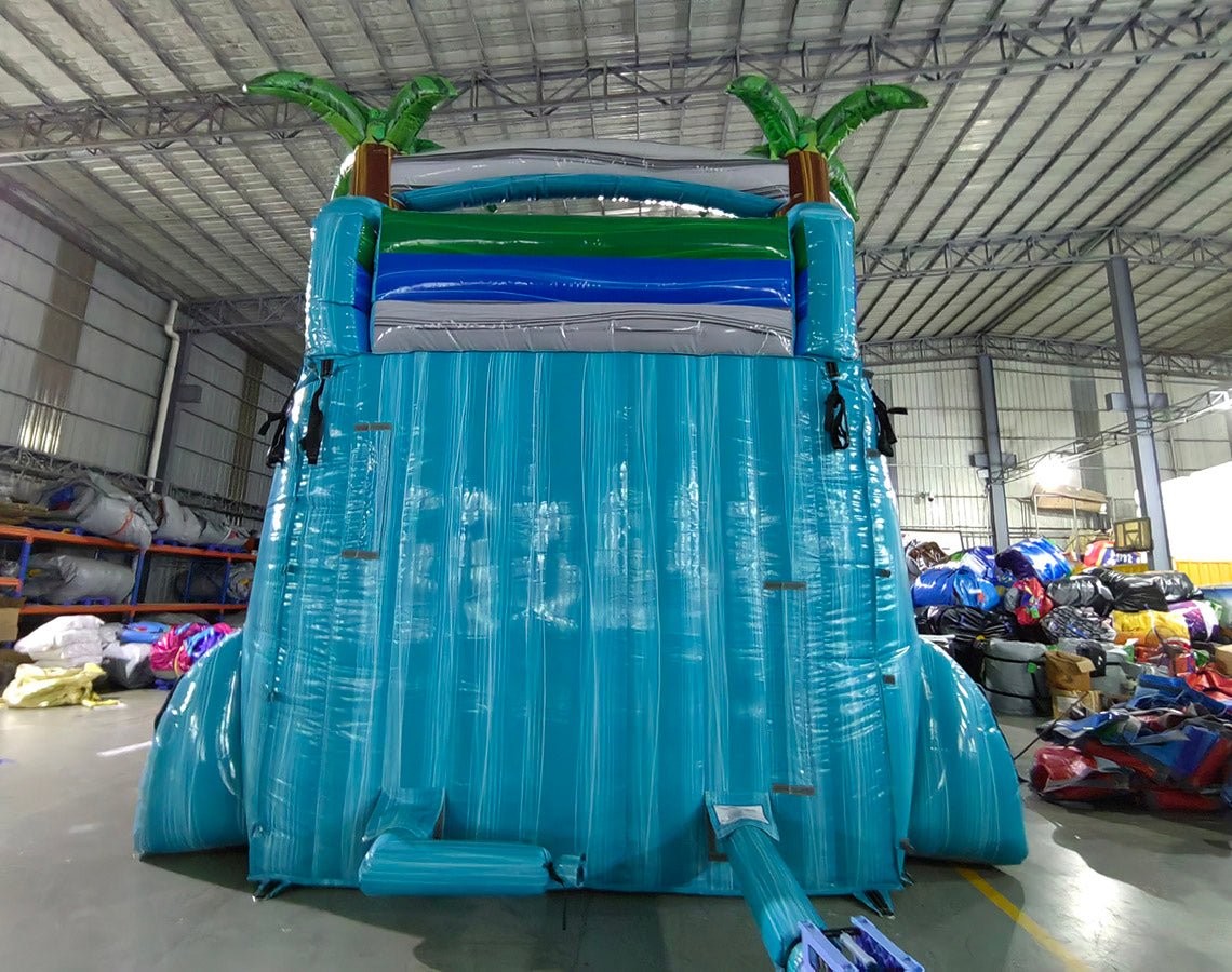 18ft Bahama Blast Dual Lane Center Climb Inflatable Water Slide - BounceWave Inflatable Sales