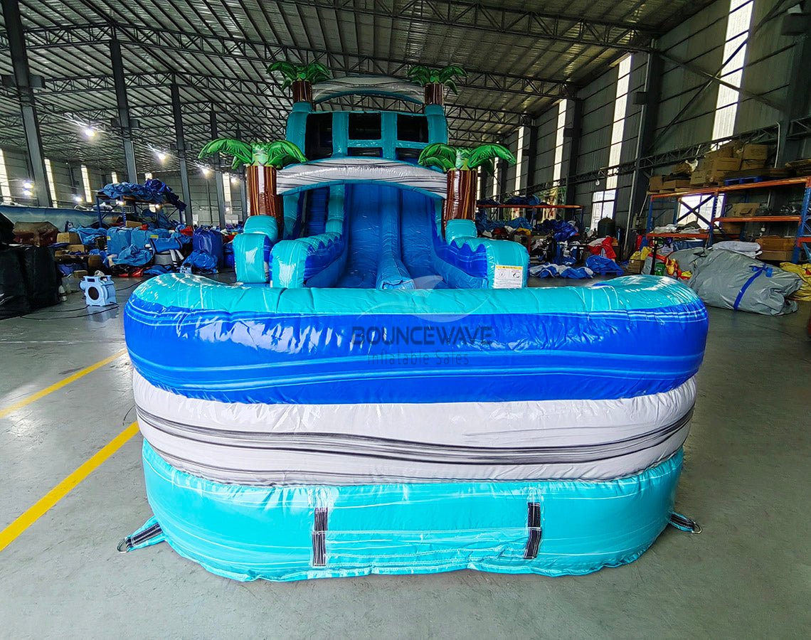 18ft Bahama Blast Hybrid Dual Lane Inflatable Water Slide - BounceWave Inflatable Sales