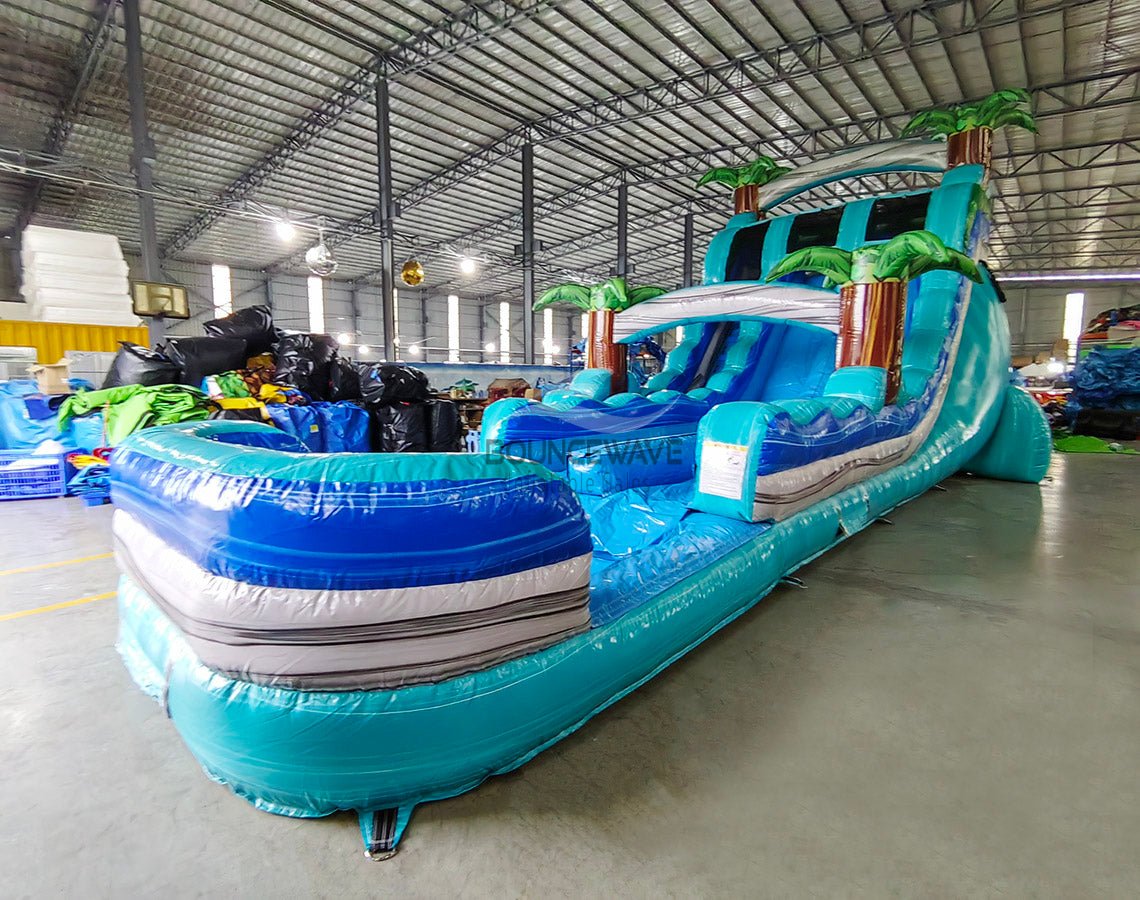 18ft Bahama Blast Hybrid Dual Lane Inflatable Water Slide - BounceWave Inflatable Sales