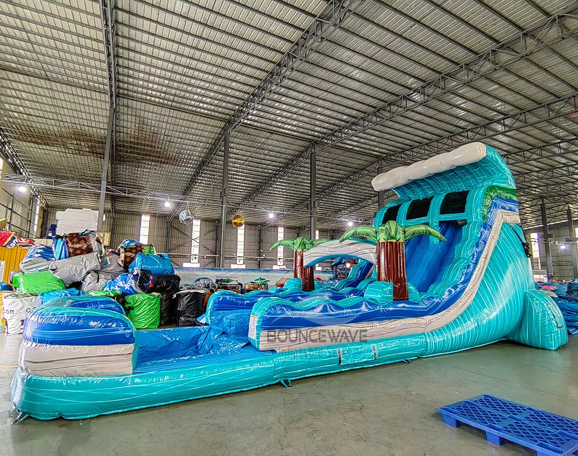 18ft Bahama Wave Hybrid Dual Lane Inflatable Water Slide - BounceWave Inflatable Sales