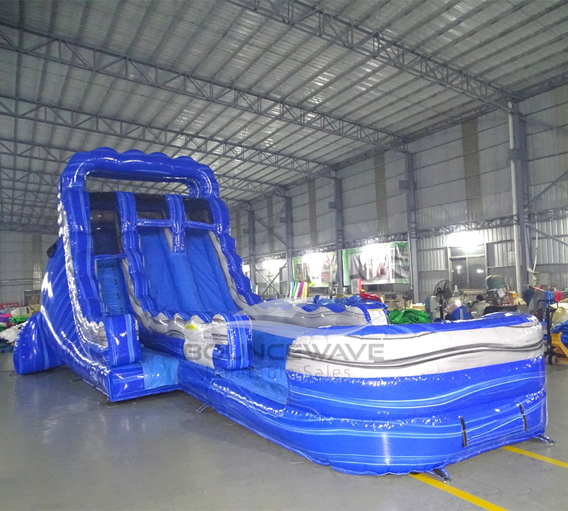 18ft Blue Lagoon Hybrid DL Water Slide - BounceWave Inflatable Sales