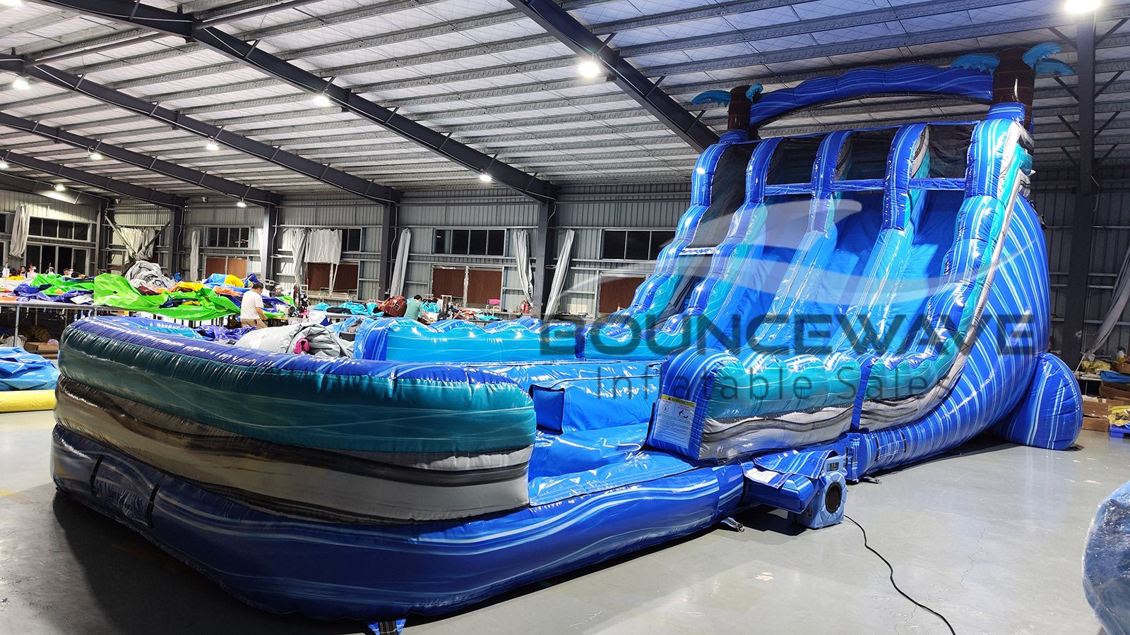 18ft Cayman Crush Hybrid Triple Lane Inflatable Water Slide - BounceWave Inflatable Sales