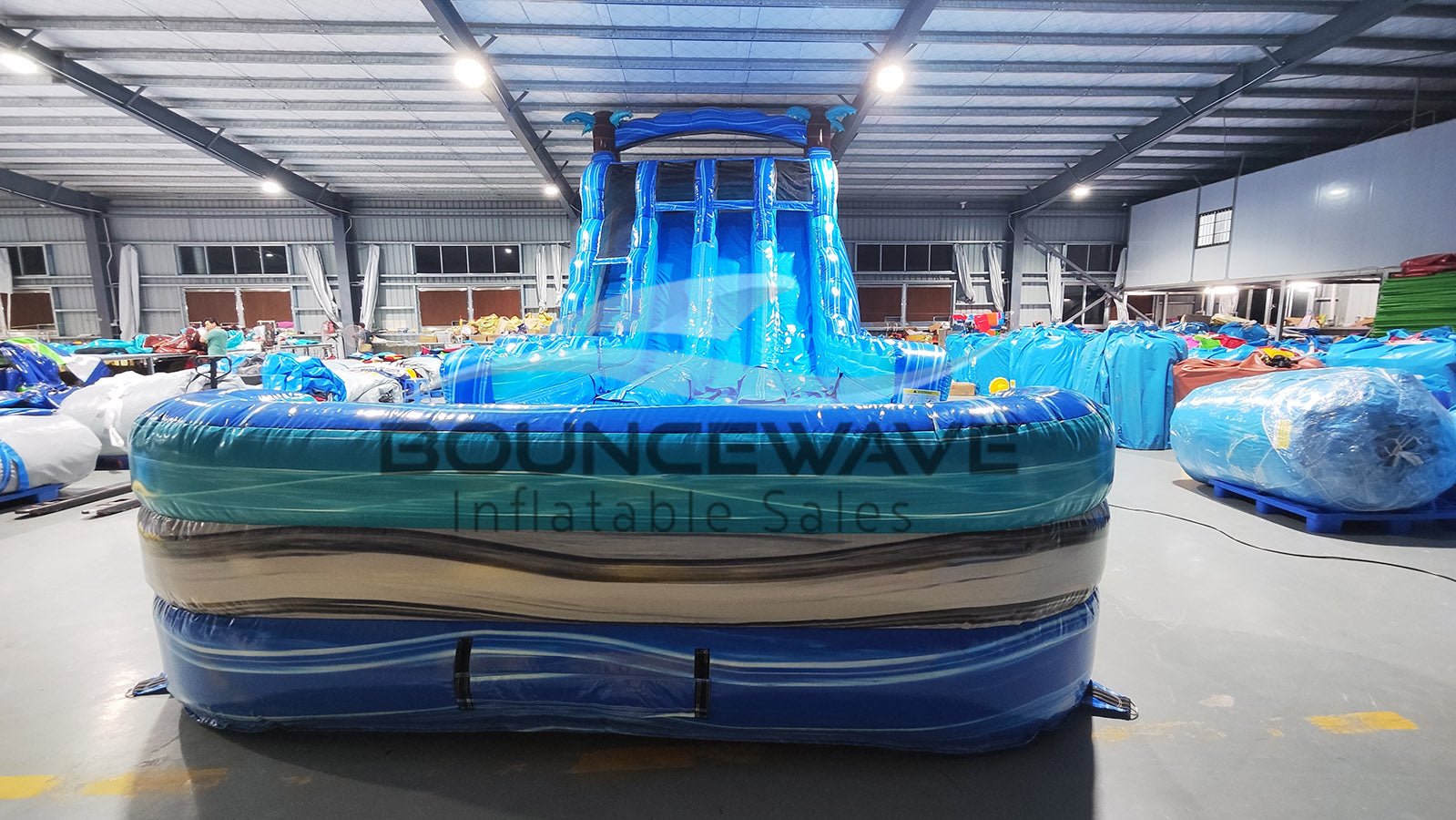 18ft Cayman Crush Hybrid Triple Lane Inflatable Water Slide - BounceWave Inflatable Sales