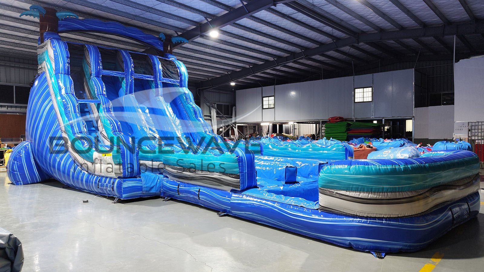 18ft Cayman Crush Hybrid Triple Lane Inflatable Water Slide - BounceWave Inflatable Sales