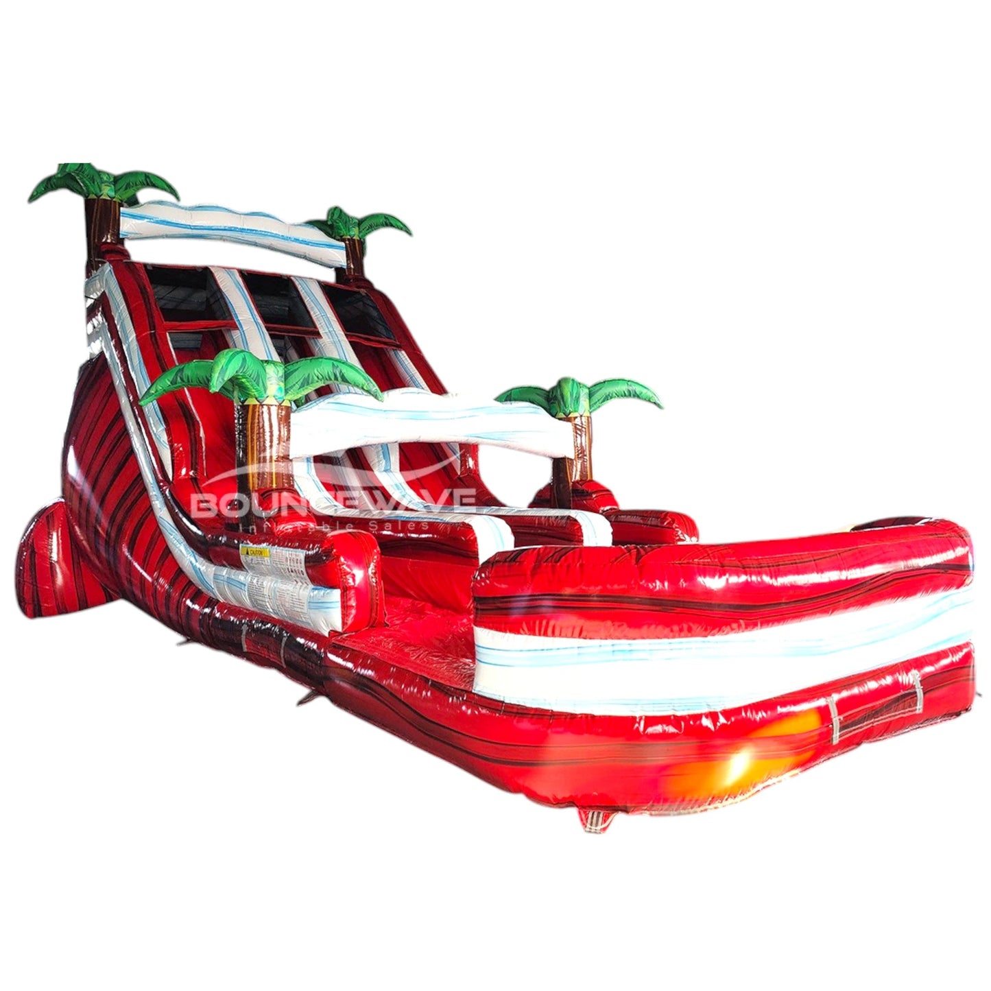 18ft Crimson Bay Dual Lane Center Climb Inflatable Water Slide - BounceWave Inflatable Sales