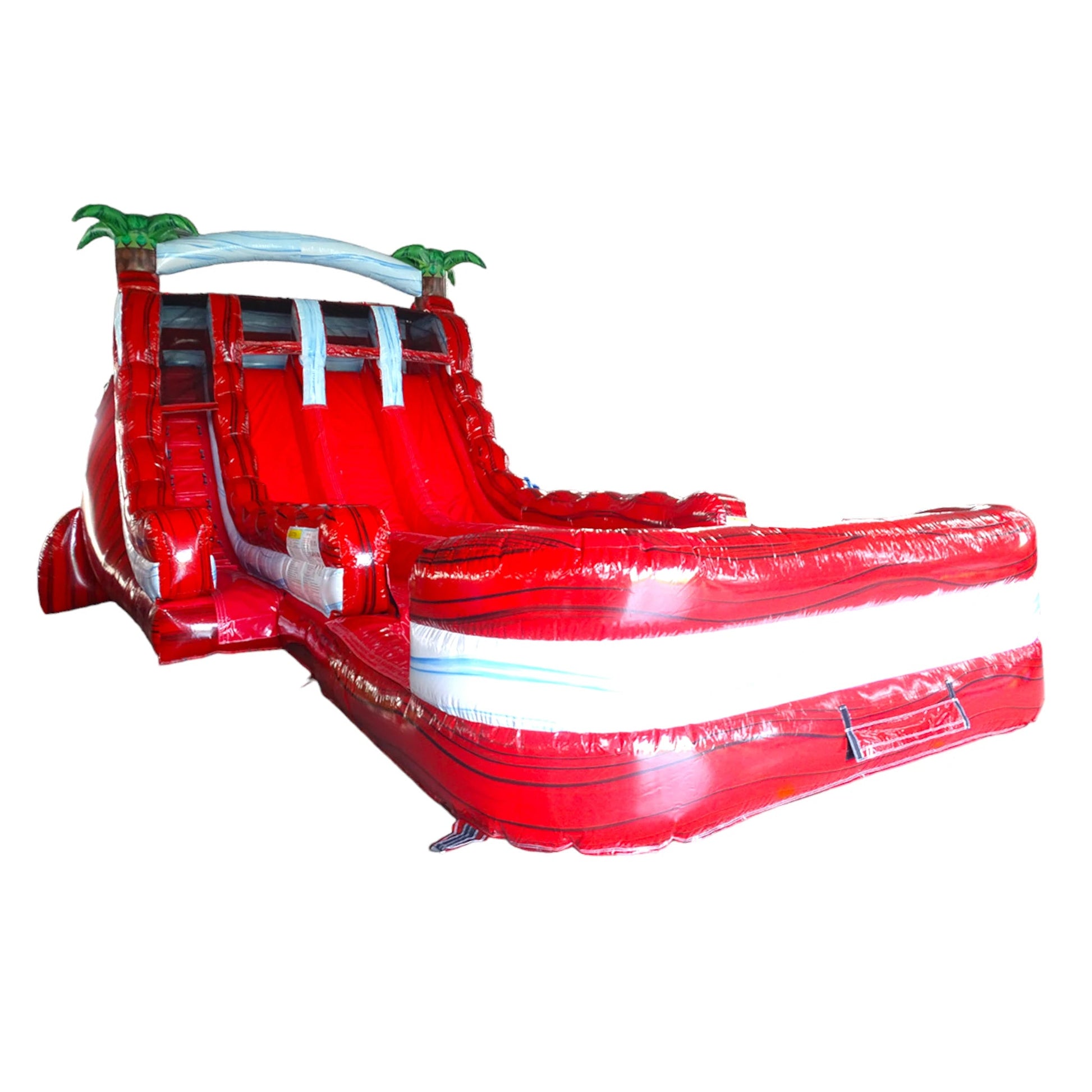 18ft Crimson Bay Hybrid Triple Lane Inflatable Water Slide - BounceWave Inflatable Sales