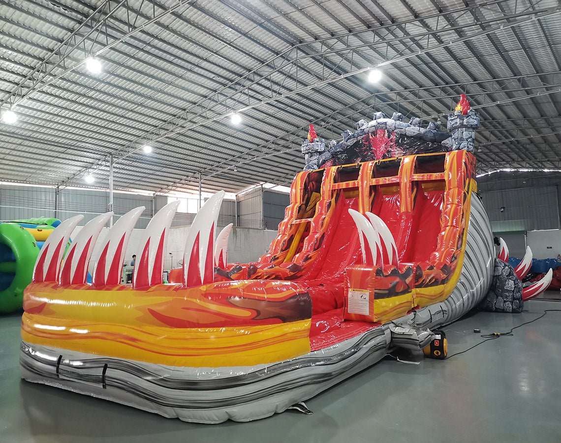 18ft Dragon Hybrid Triple Lane Inflatable Water Slide - BounceWave Inflatable Sales