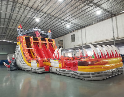 18ft Dragon Hybrid Triple Lane Inflatable Water Slide - BounceWave Inflatable Sales