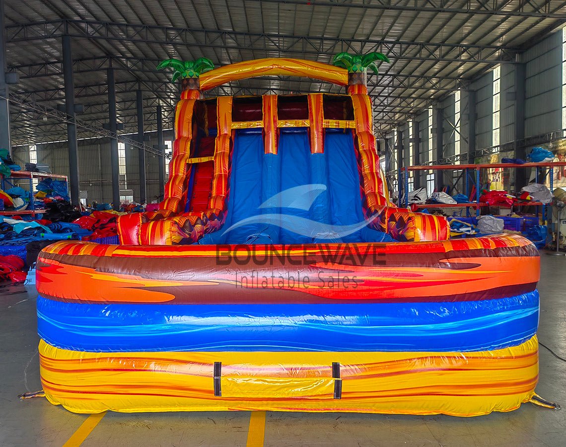 18ft Fiesta Fire Hybrid Triple Lane Inflatable Water Slide - BounceWave Inflatable Sales