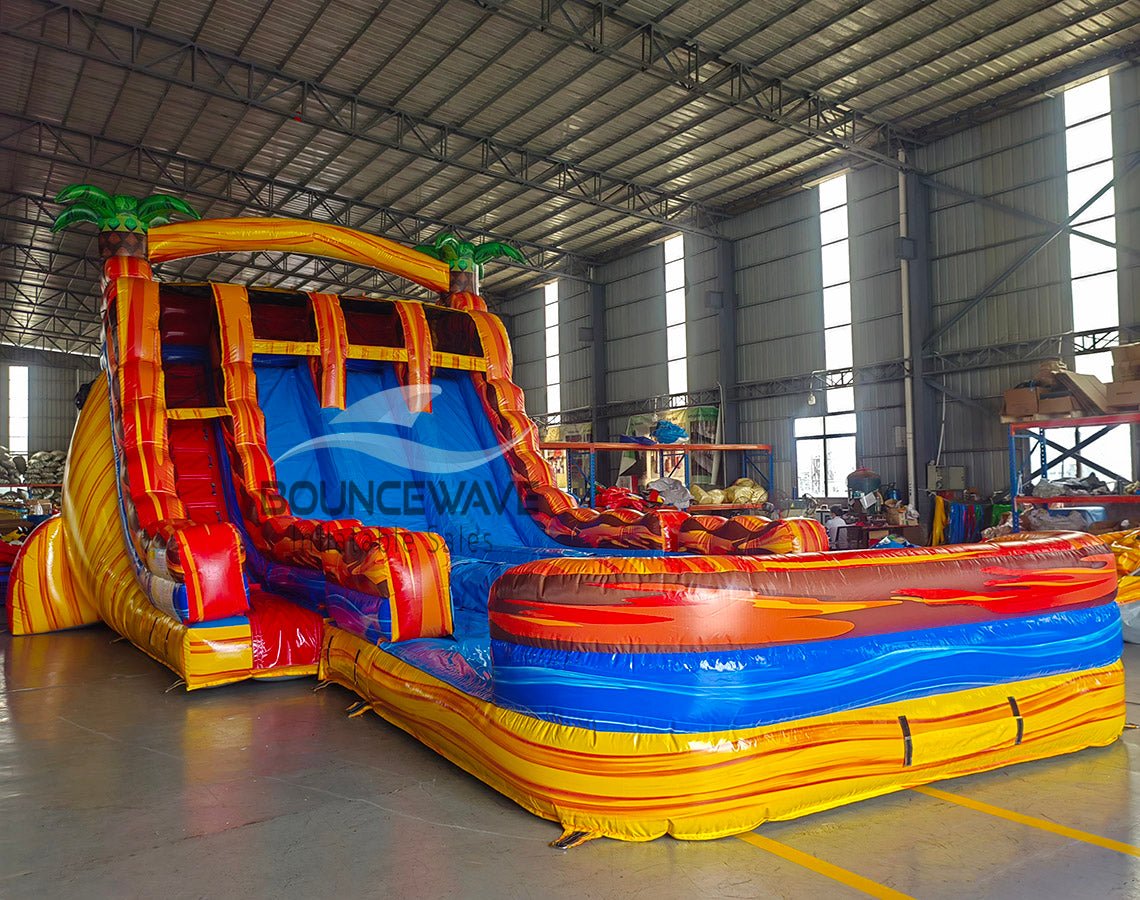 18ft Fiesta Fire Hybrid Triple Lane Inflatable Water Slide - BounceWave Inflatable Sales