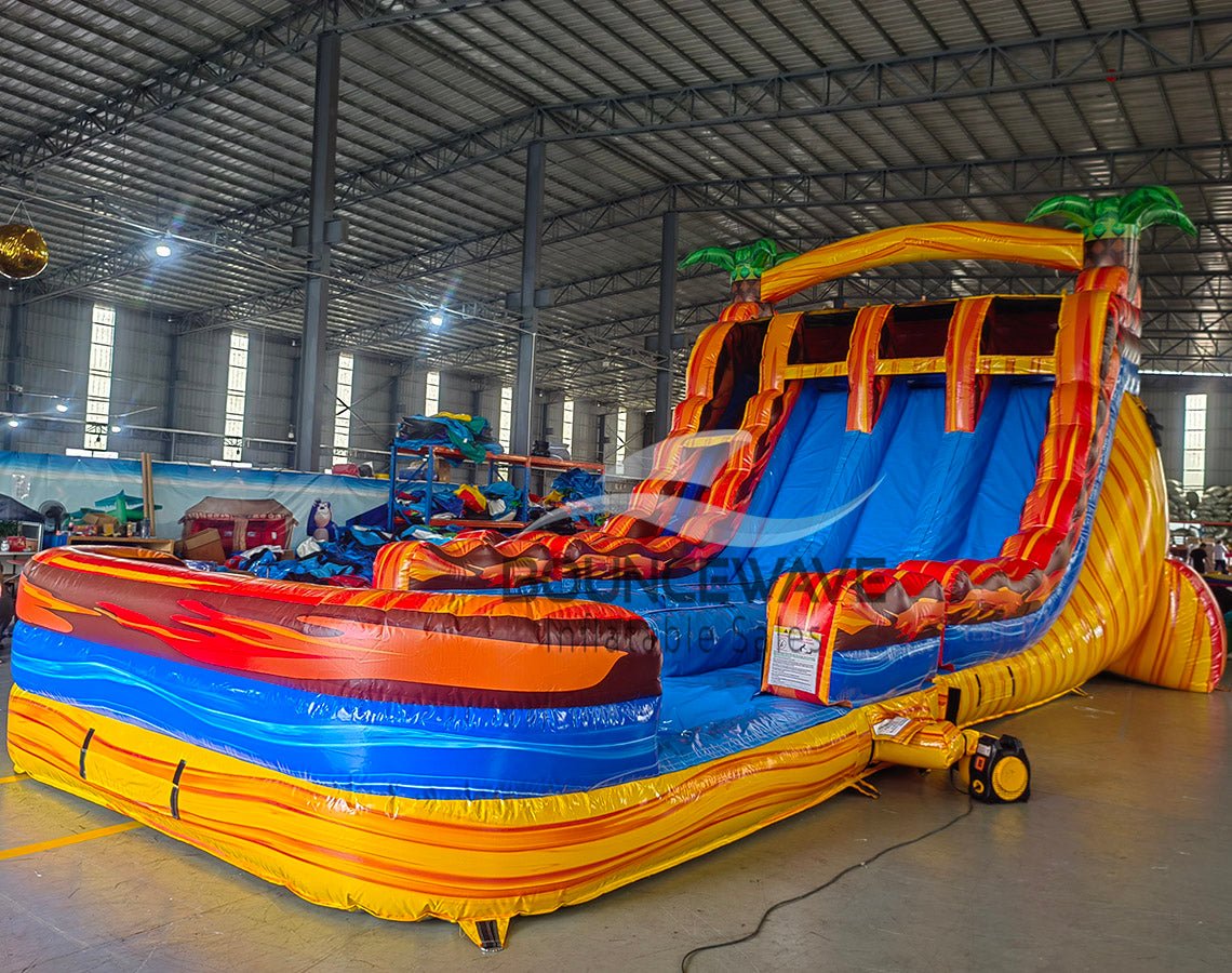 18ft Fiesta Fire Hybrid Triple Lane Inflatable Water Slide - BounceWave Inflatable Sales