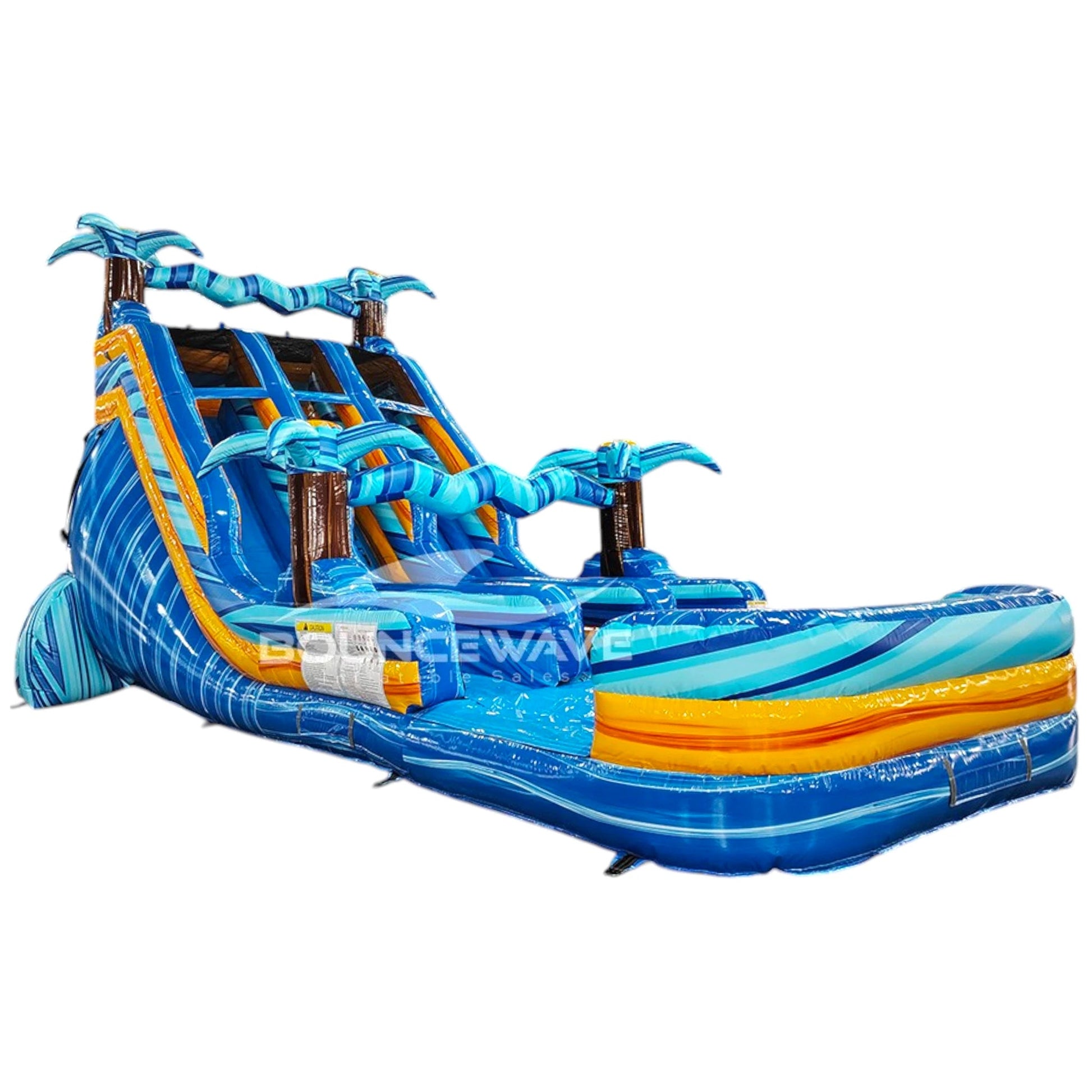 18ft Flashpoint Falls Dual Lane Center Climb Inflatable Water Slide - BounceWave Inflatable Sales