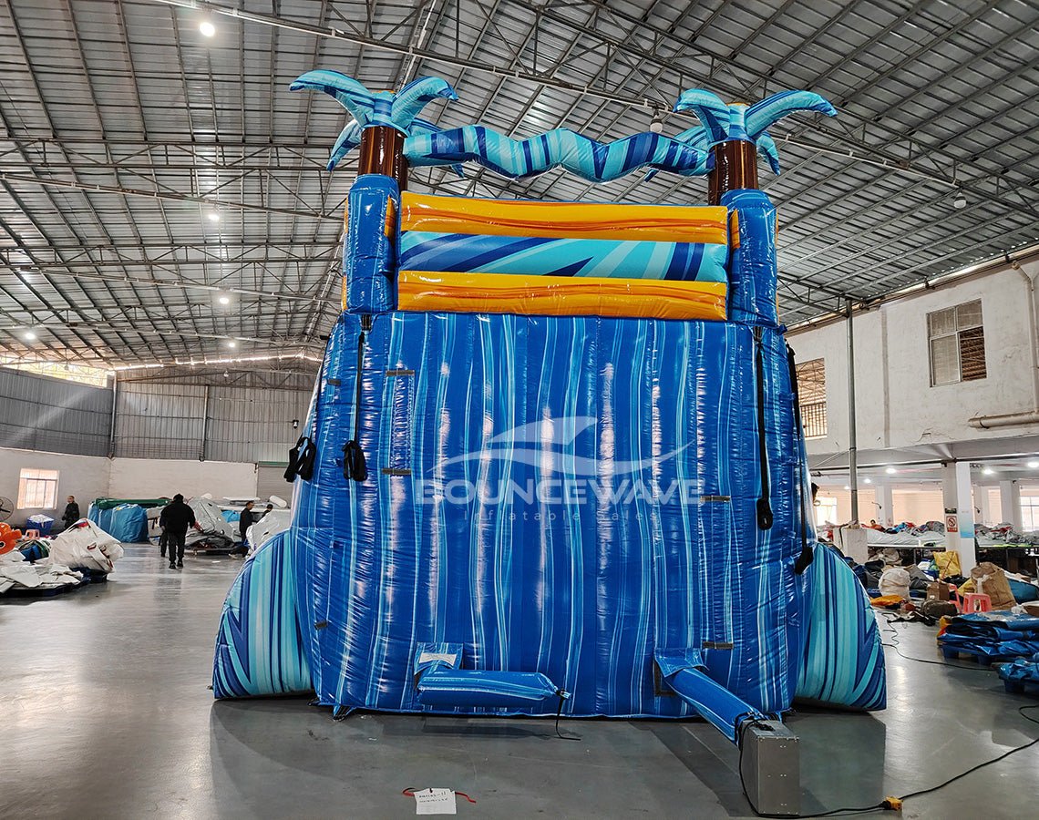 18ft Flashpoint Falls Dual Lane Center Climb Inflatable Water Slide - BounceWave Inflatable Sales