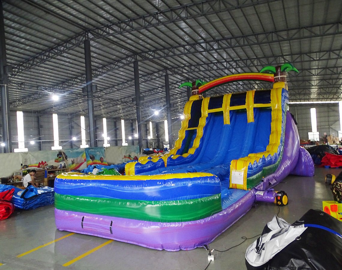 18ft Goombay Splash Hybrid Triple Lane Inflatable Water Slide - BounceWave Inflatable Sales