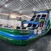 18ft Green Gush Dual Lane Center Climb Inflatable Water Slide - BounceWave Inflatable Sales