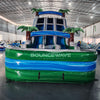 18ft Green Gush Dual Lane Center Climb Inflatable Water Slide - BounceWave Inflatable Sales