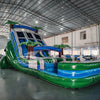 18ft Green Gush Dual Lane Center Climb Inflatable Water Slide - BounceWave Inflatable Sales