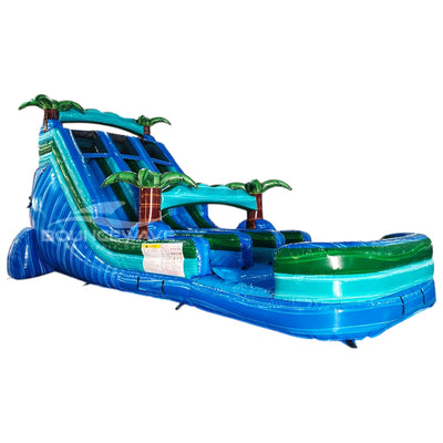 18ft Island Drop Dual Lane Center Climb Inflatable Water Slide - BounceWave Inflatable Sales