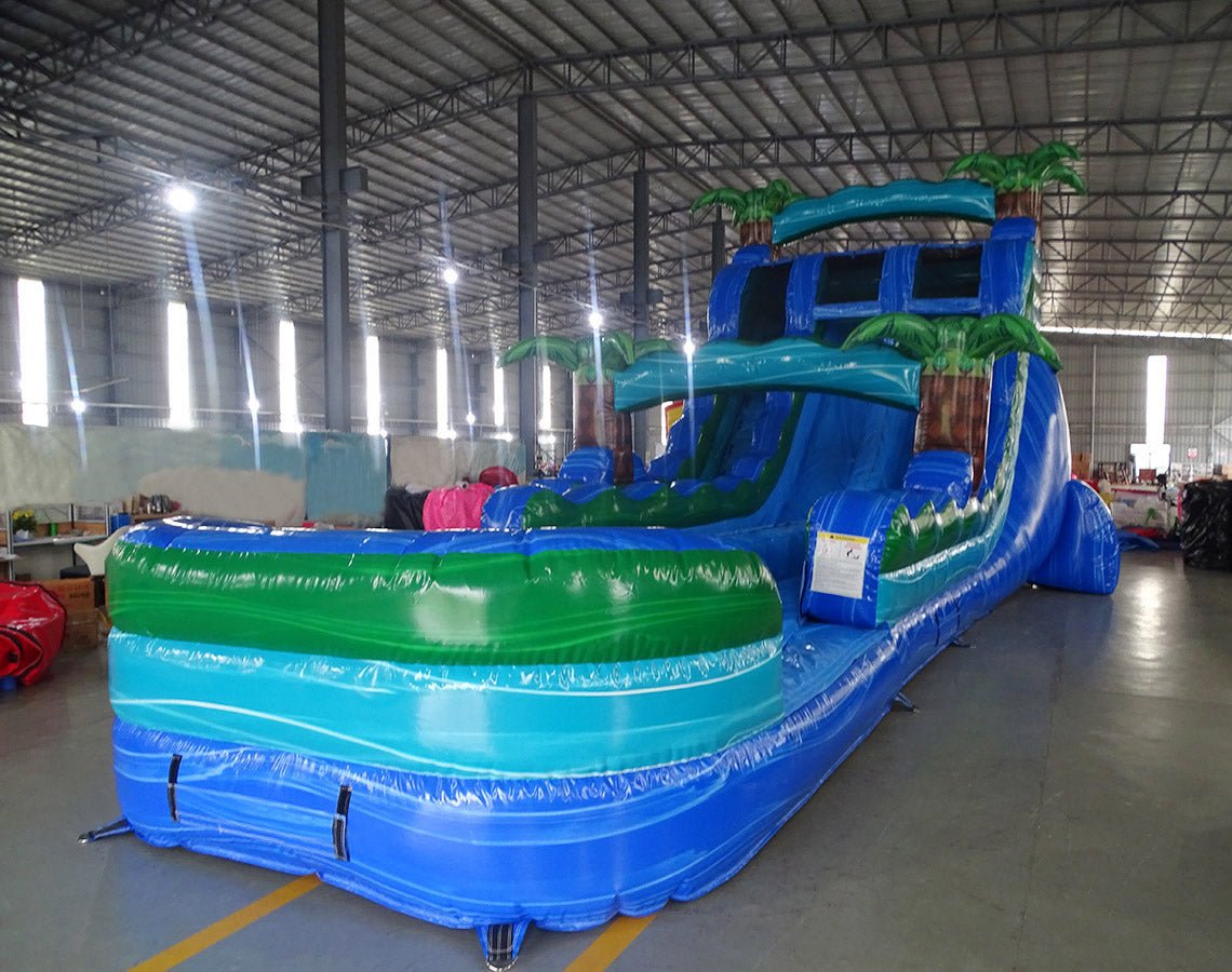 18ft Island Drop Hybrid Dual Lane Inflatable Water Slide - BounceWave Inflatable Sales