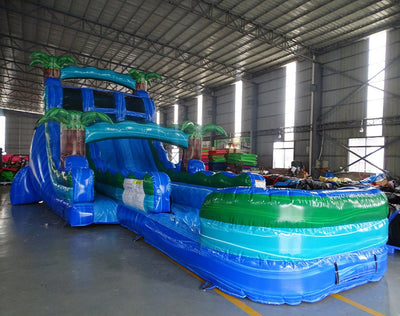 18ft Island Drop Hybrid Dual Lane Inflatable Water Slide - BounceWave Inflatable Sales