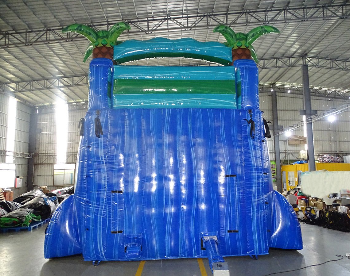 18ft Island Drop Hybrid Dual Lane Inflatable Water Slide - BounceWave Inflatable Sales