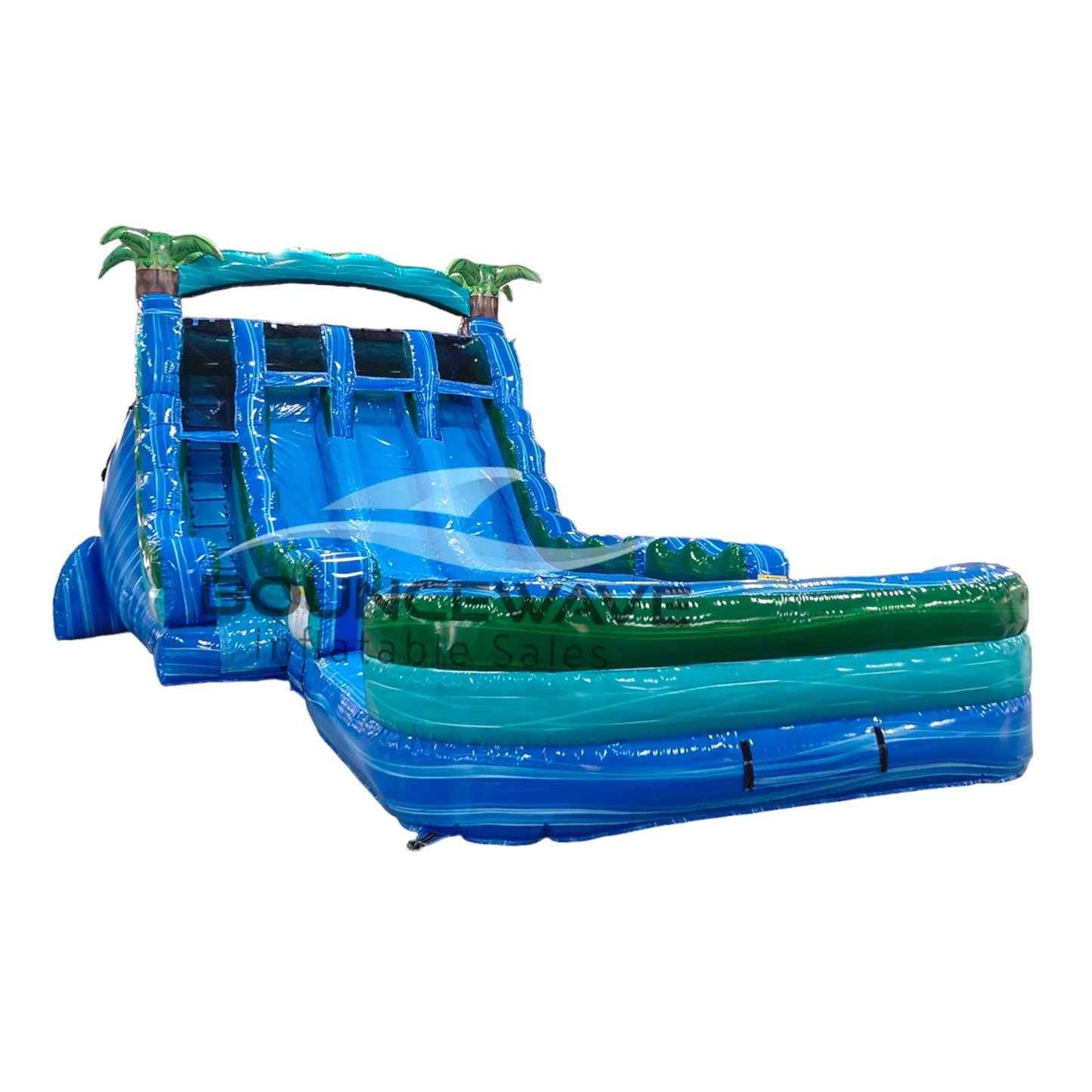 18ft Island Drop Hybrid Triple Lane Inflatable Water Slide - BounceWave Inflatable Sales