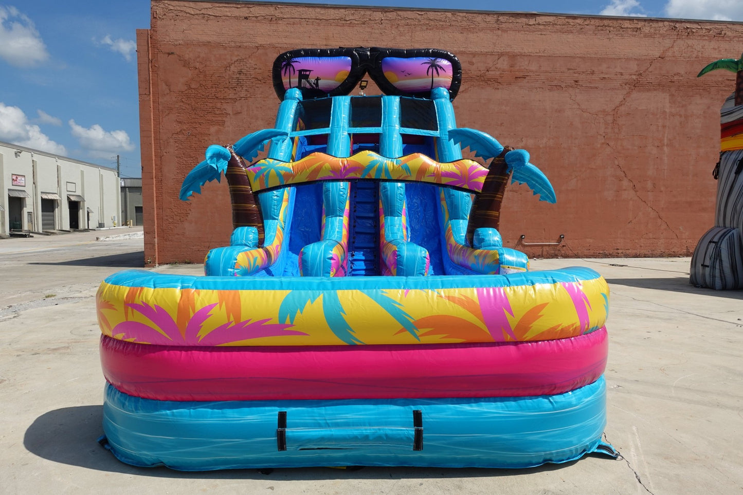 18ft Island Flow Dual Lane Center Climb Inflatable Water Slide - BounceWave Inflatable Sales