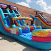 18ft Island Flow Dual Lane Center Climb Inflatable Water Slide - BounceWave Inflatable Sales