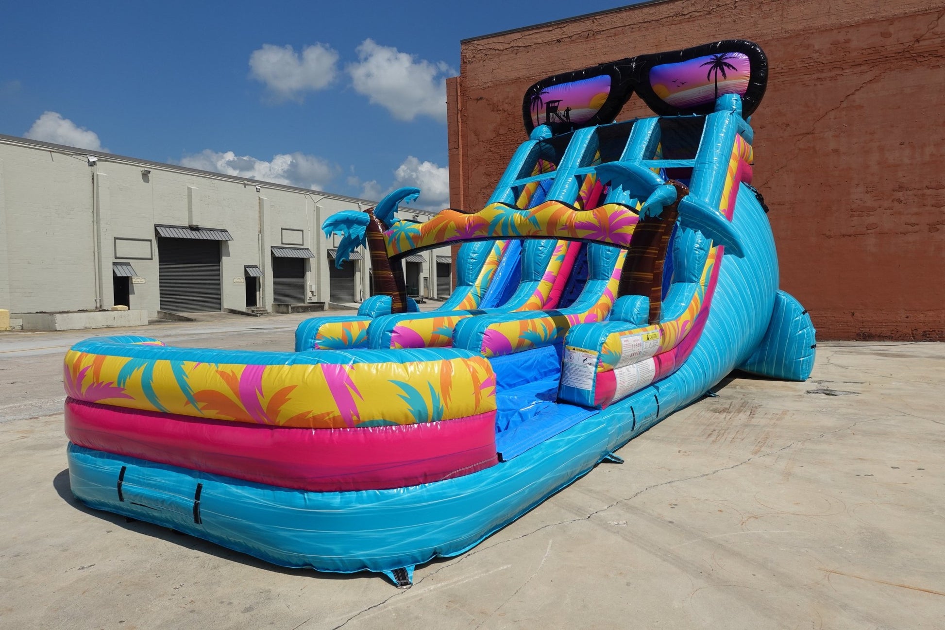 18ft Island Flow Dual Lane Center Climb Inflatable Water Slide - BounceWave Inflatable Sales