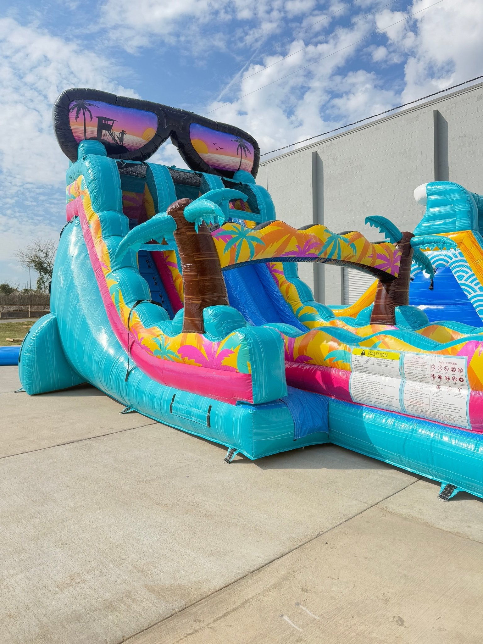 18ft Island Flow Hybrid Dual Lane Inflatable Water Slide - BounceWave Inflatable Sales