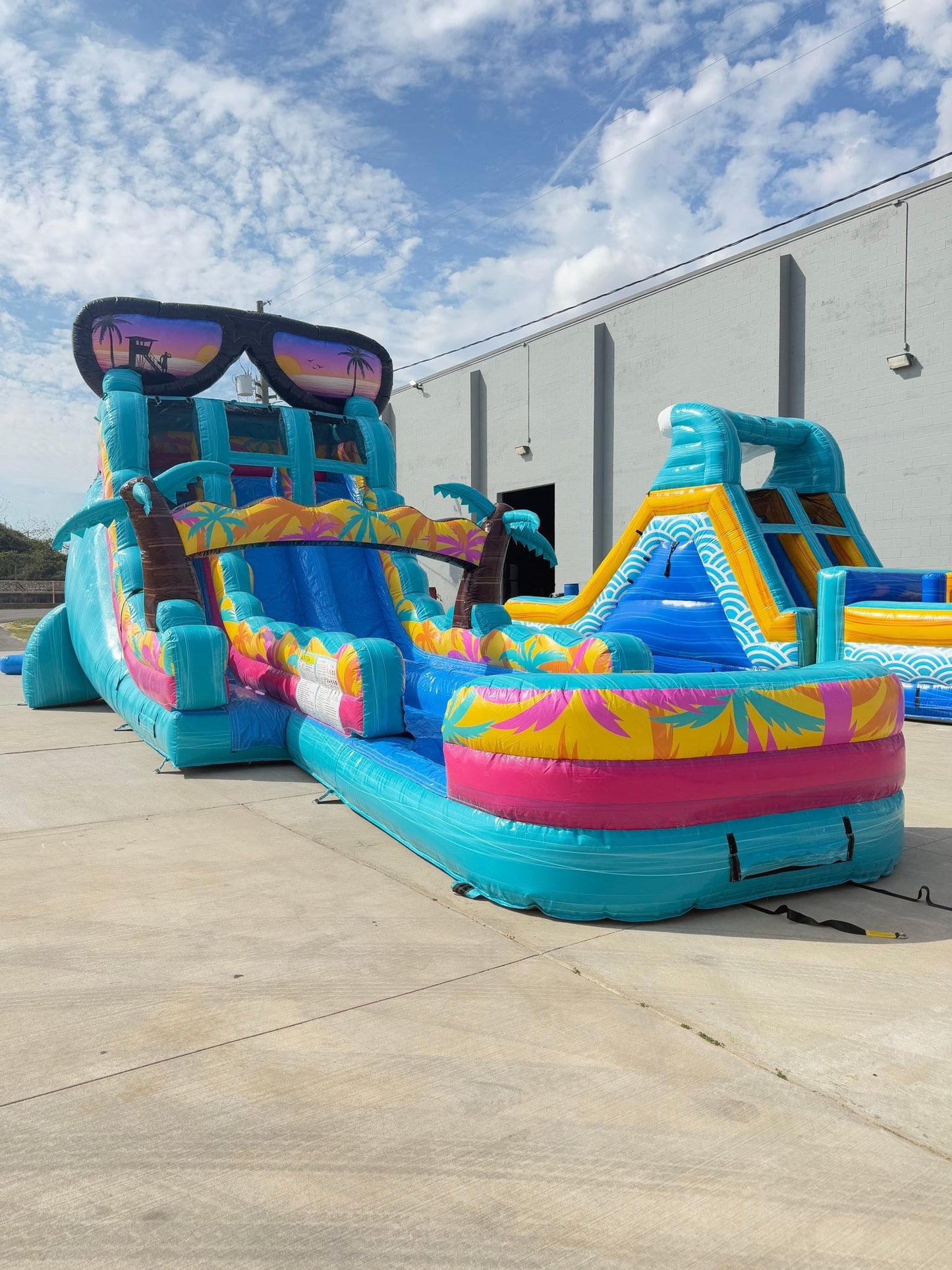 18ft Island Flow Hybrid Dual Lane Inflatable Water Slide - BounceWave Inflatable Sales