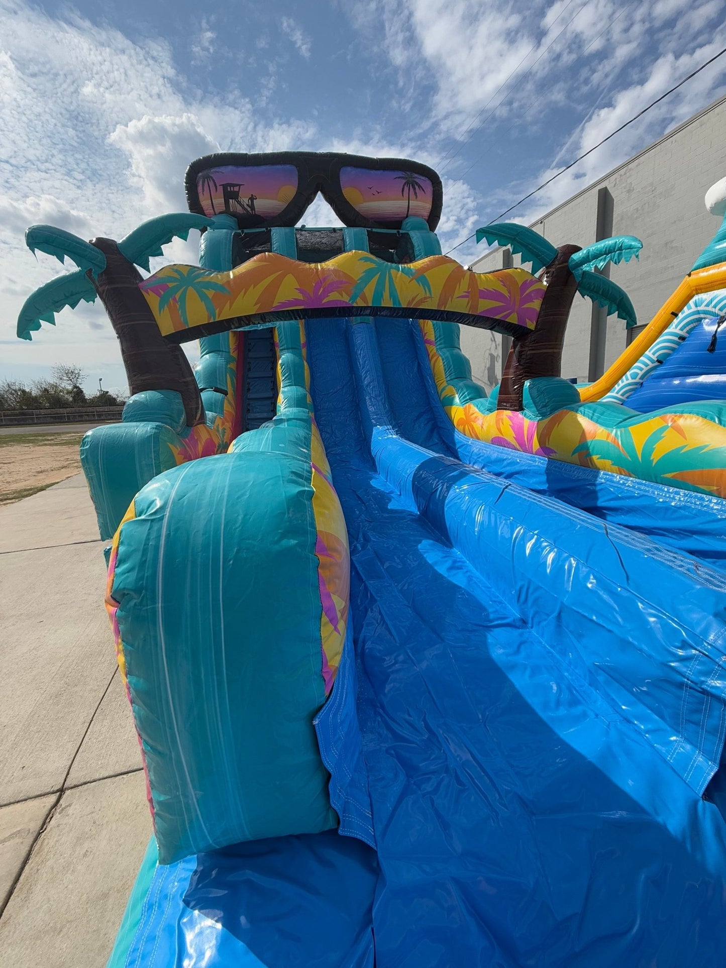 18ft Island Flow Hybrid Dual Lane Inflatable Water Slide - BounceWave Inflatable Sales