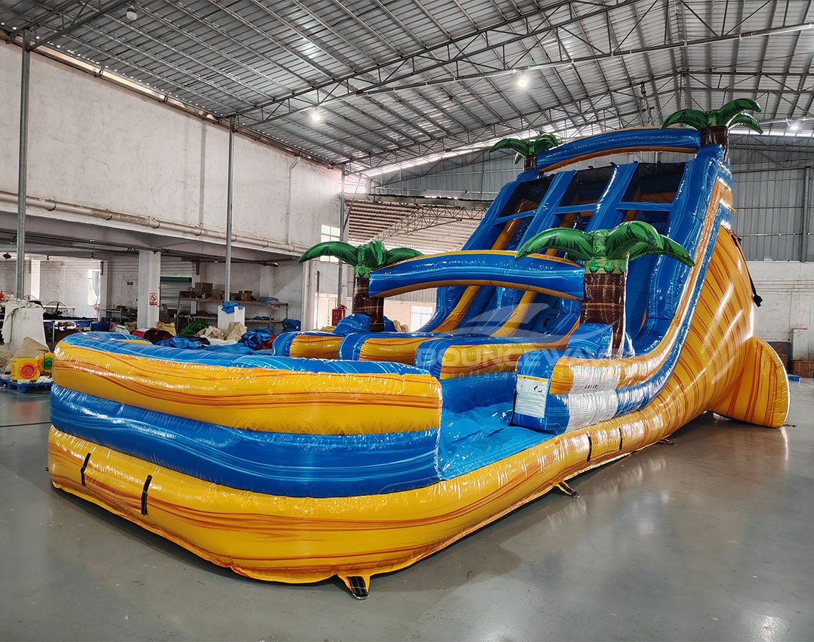 18ft Lava Falls Dual Lane Center Climb Inflatable Water Slide - BounceWave Inflatable Sales