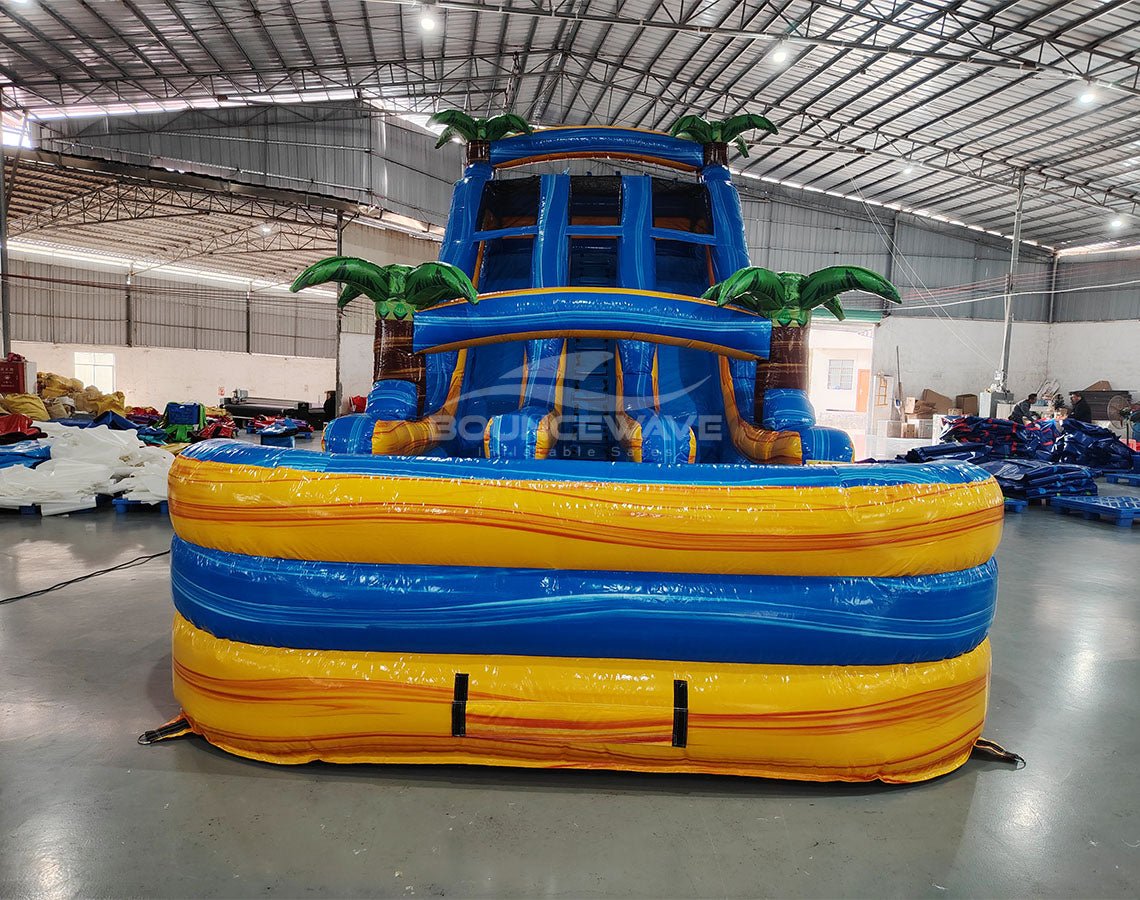 18ft Lava Falls Dual Lane Center Climb Inflatable Water Slide - BounceWave Inflatable Sales