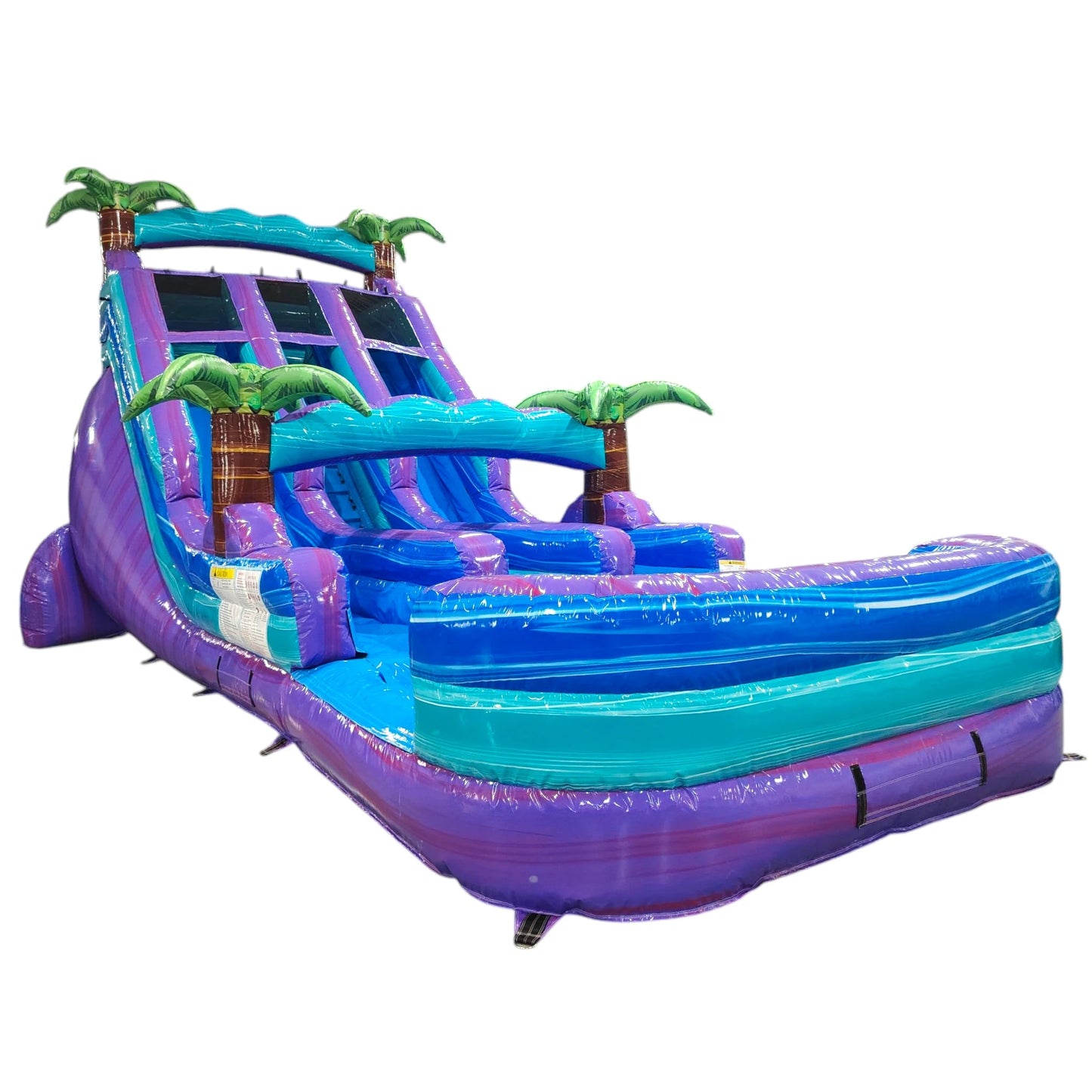 18ft Purple Plunge Dual Lane Center Climb Inflatable Water Slide - BounceWave Inflatable Sales